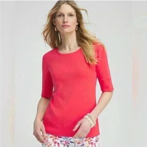 Chico’s Jewel Neck‎ Elbow Tee size 1 in Watermelon Punch NWT in packaging